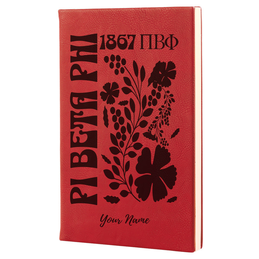 Pi Beta Phi Personalized Leatherette Notebook - Retro Floral | Pi Phi