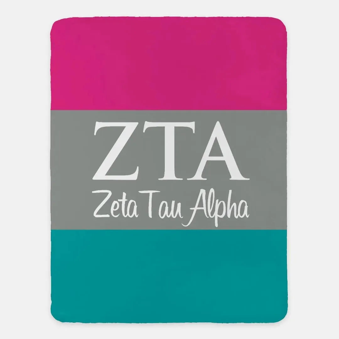 Zeta Tau Alpha XL 60x80 Sherpa Blanket - Color Block Throw Blankets