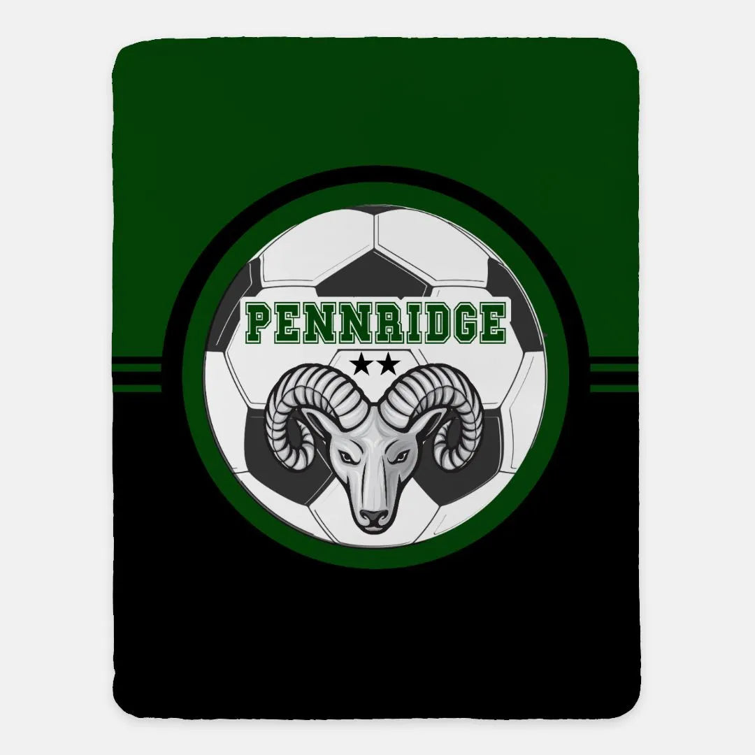 Pennridge Women's Soccer XL 60x80 Sherpa Blanket - Color Block Regular Throw Blankets