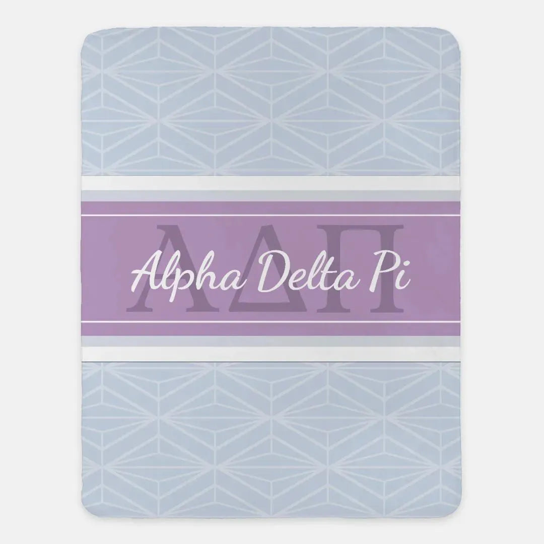 Alpha Delta Pi XL 60x80 Sherpa Throw Blanket - Diamond Horizon Throw Blankets
