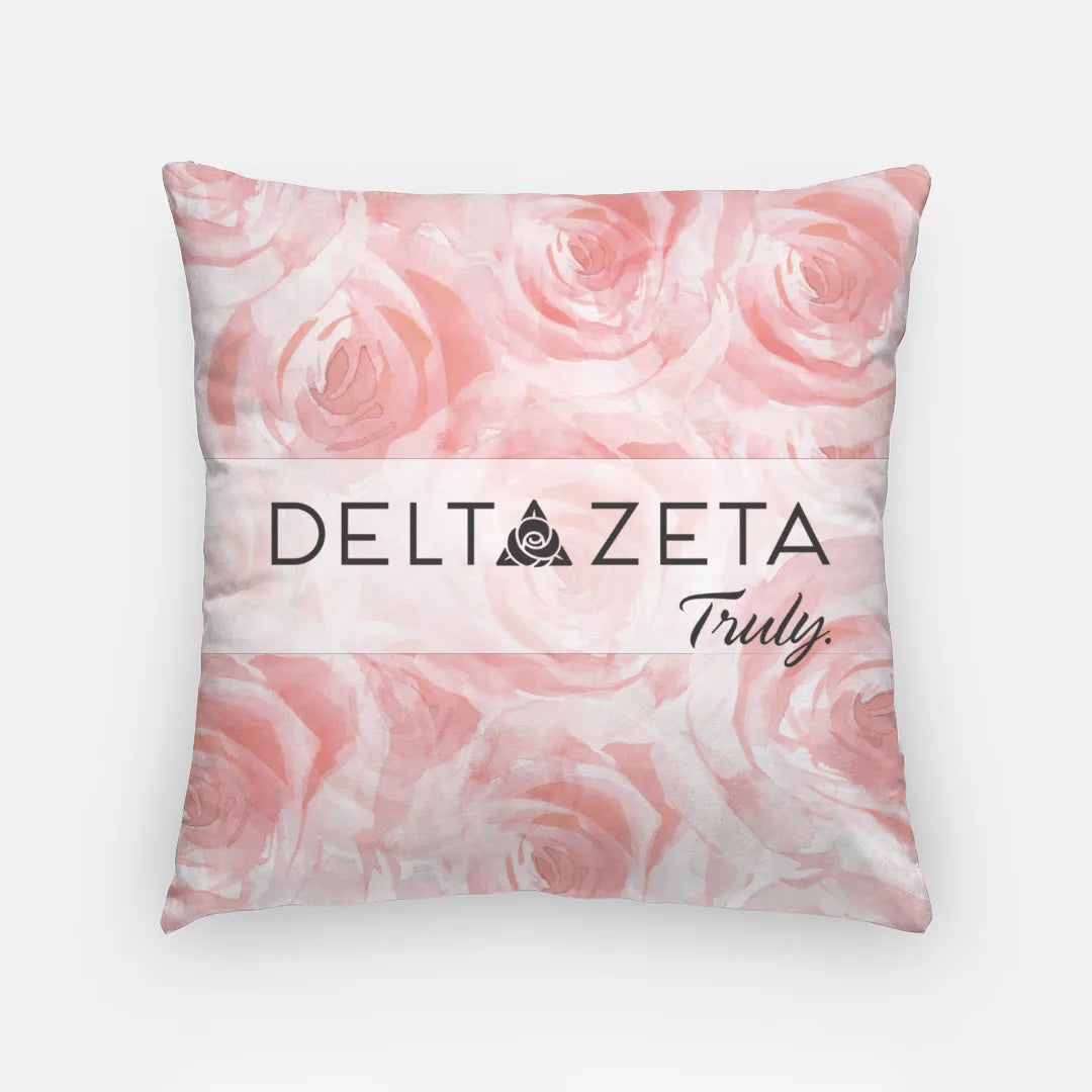 Delta Zeta 18" Roses Throw Pillow Cover | Official DZ Gifts & Decor