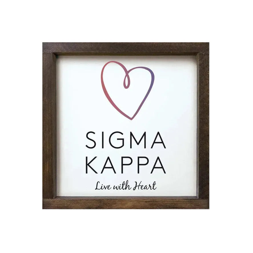 Sigma Kappa 12x12 Traditional Wood Framed Sign Walnut Stain Wall Art & Signs
