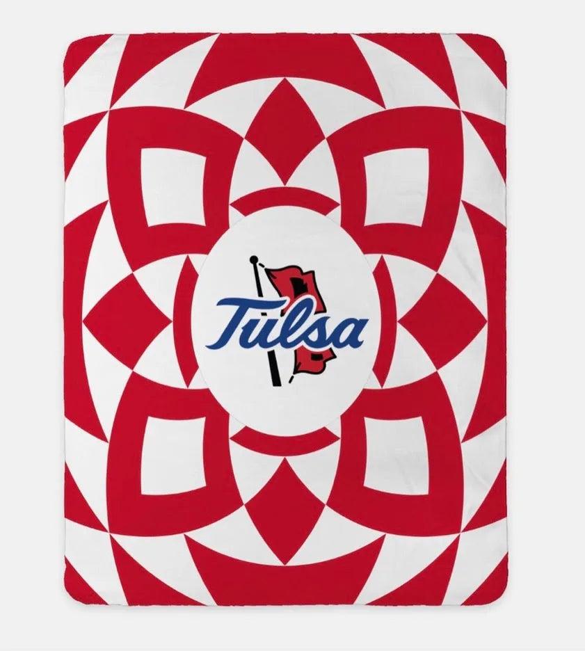 University of Tulsa Blue XL 60x80 Tribal Sherpa Throw Blanket Red Throw Blankets