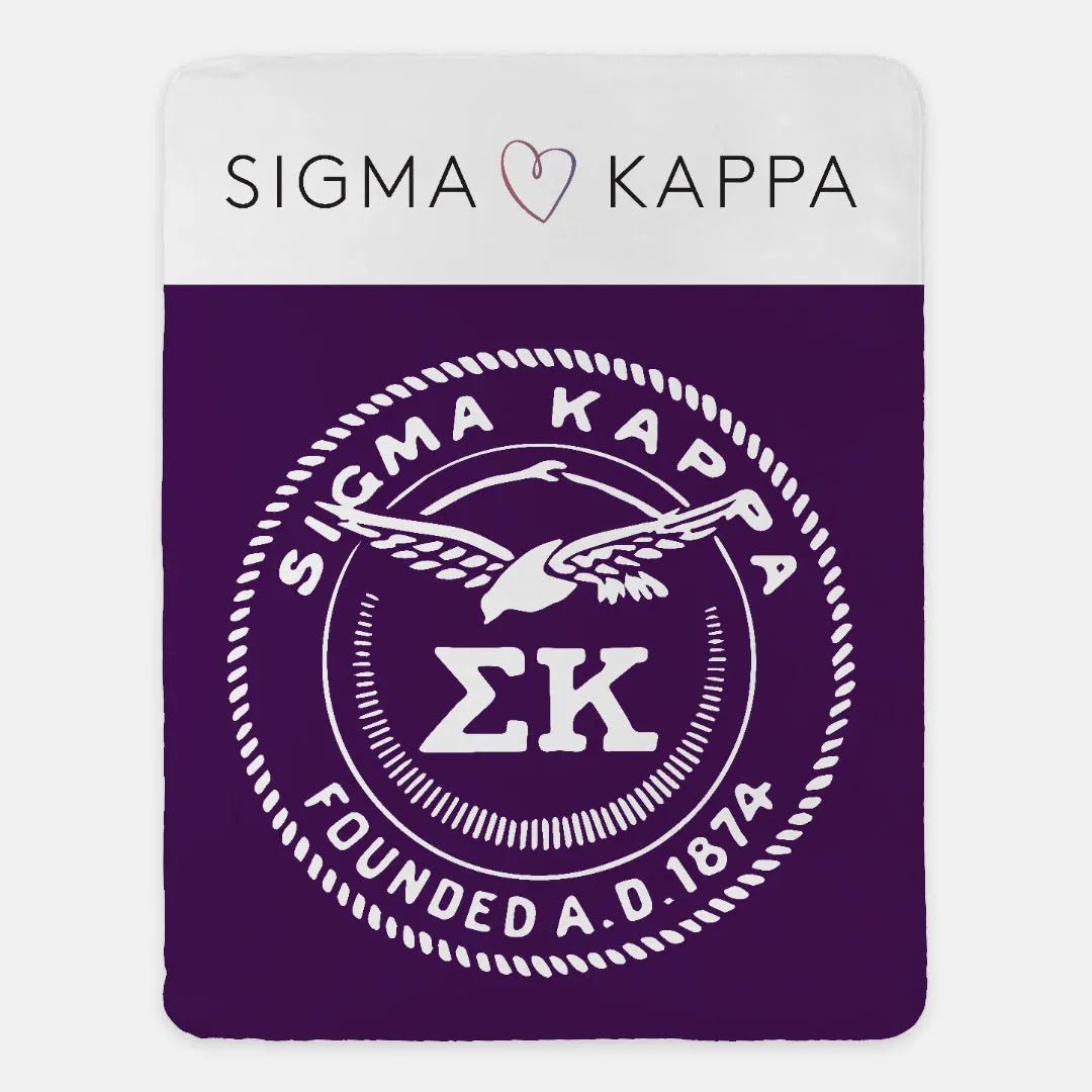 Sigma Kappa Sherpa Blanket - Purple Seal Wide Band 60"x80" | Decor | Official Merchandise | Gifts | festive Fit Home