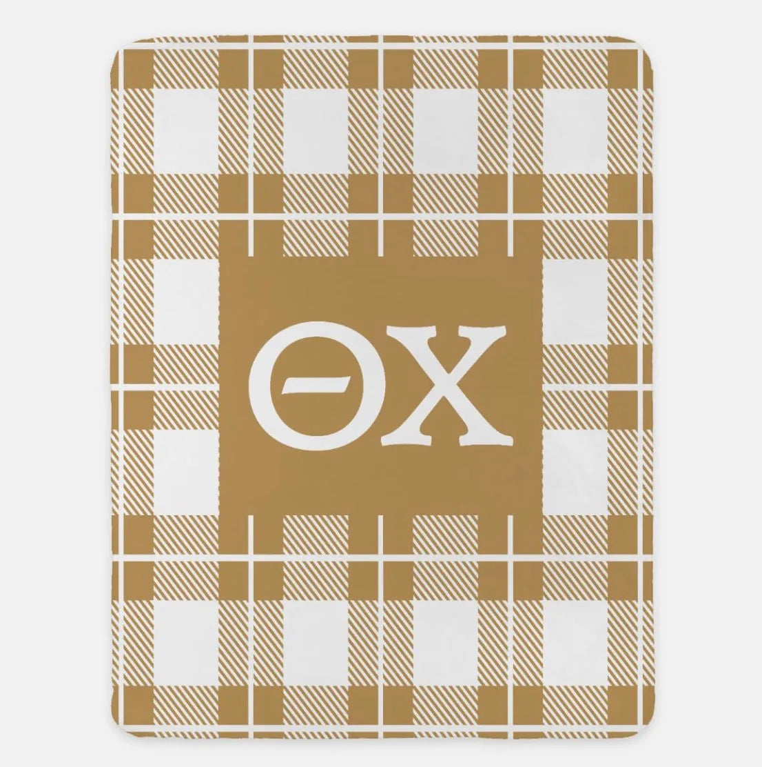 Theta Chi XL 60x80 Sherpa Throw Blanket - Plaid Gold Throw Blankets