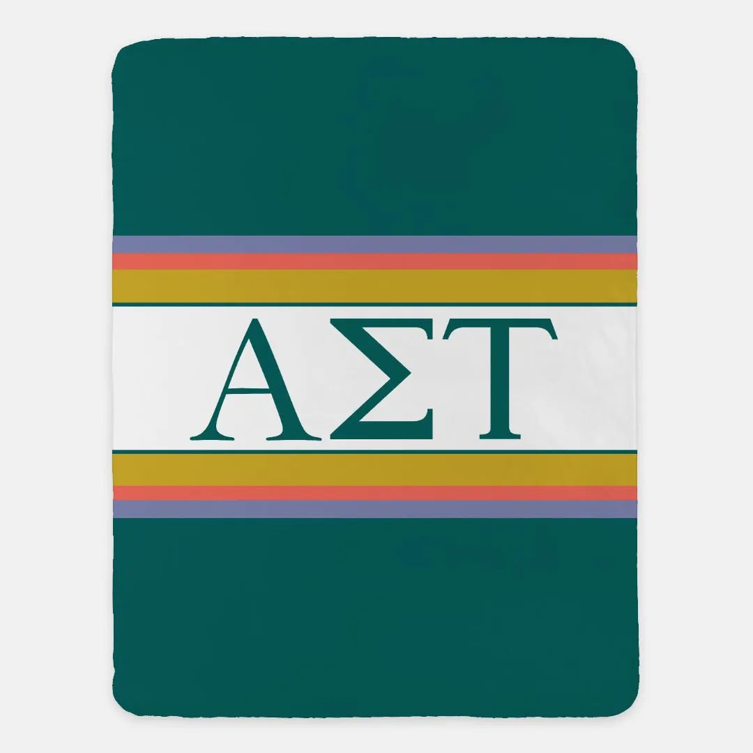 Alpha Sigma Tau Blanket - Stripes 60"x80" | Official Gifts | Dorm Decor 