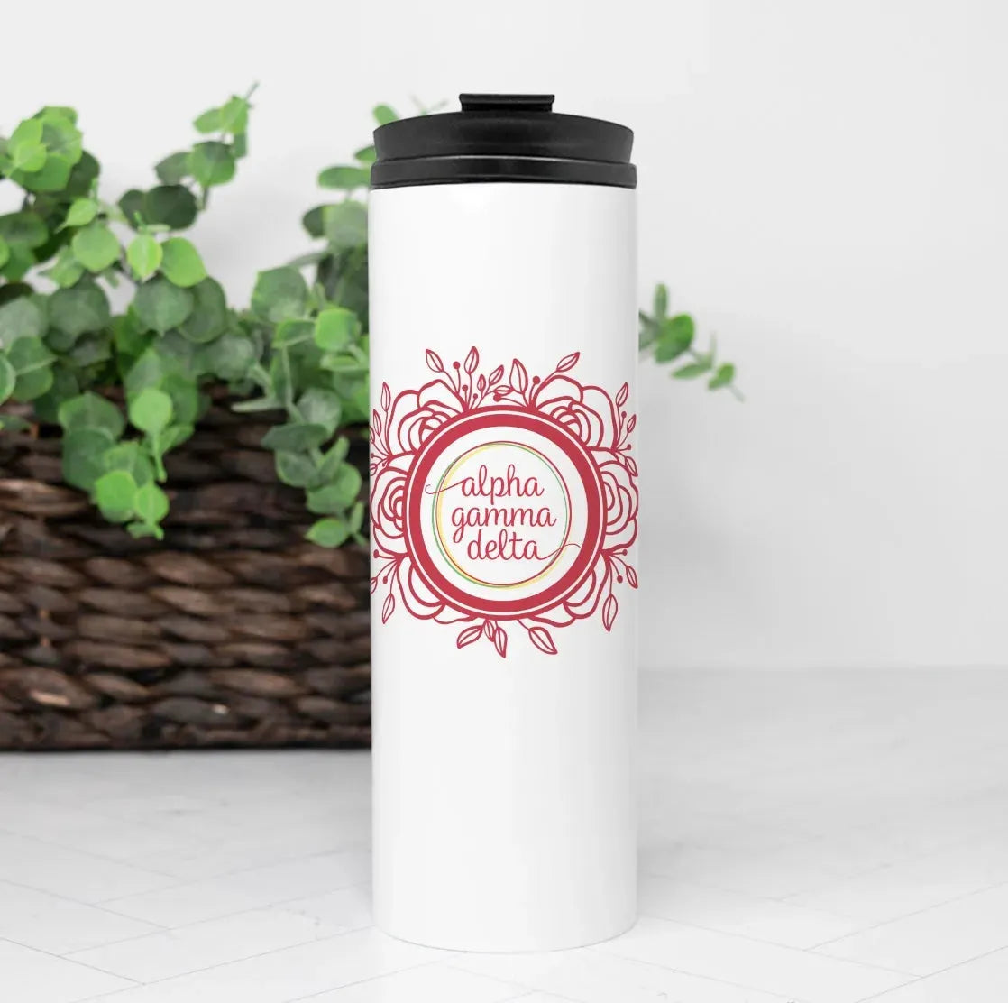 Alpha Gamma Delta Tumbler - Rose Sketch -16. oz Drinkware