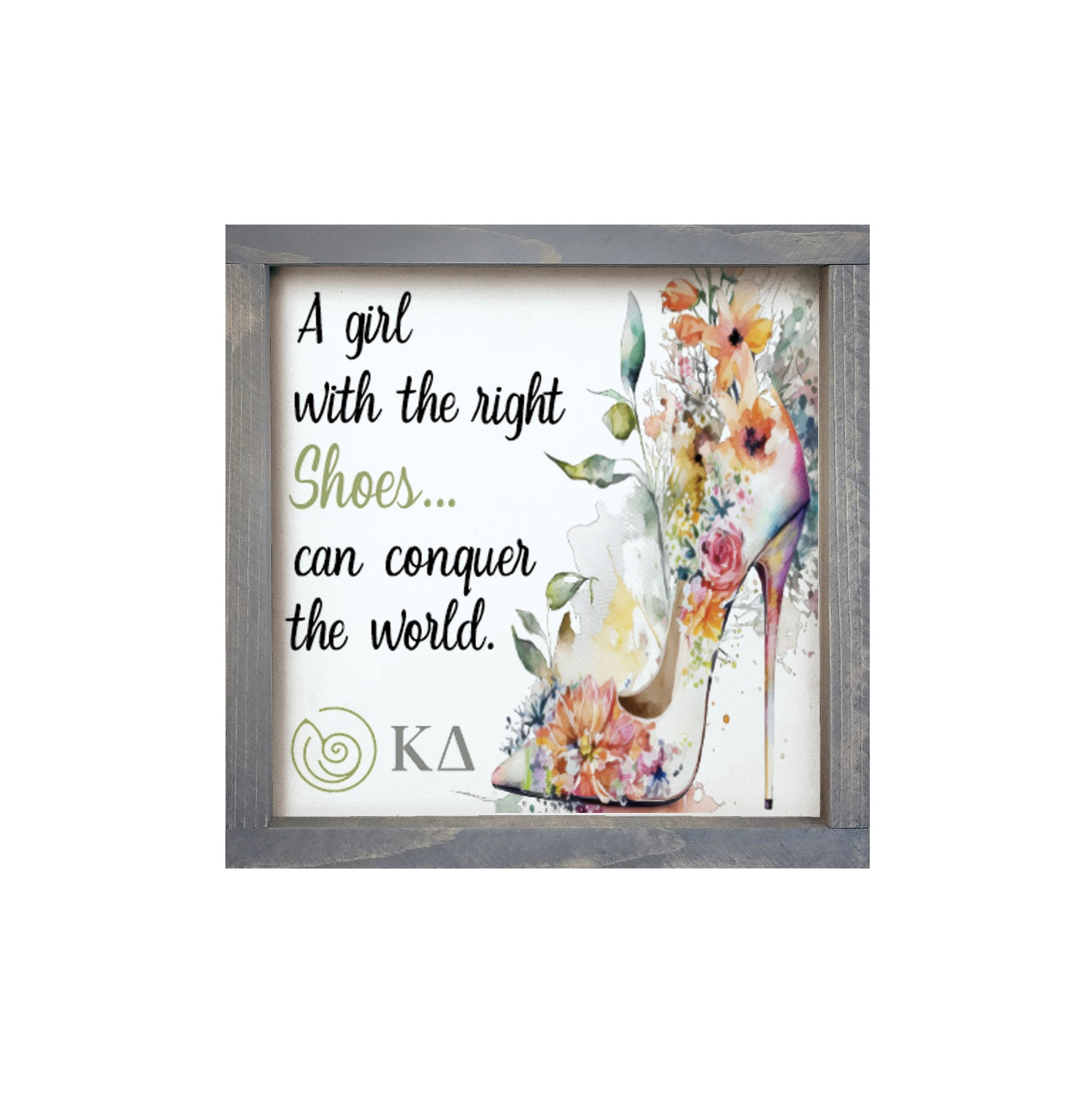 Kappa Delta 12x12 Wood Framed Sign - The Right Shoes | Kaydee Wall Art