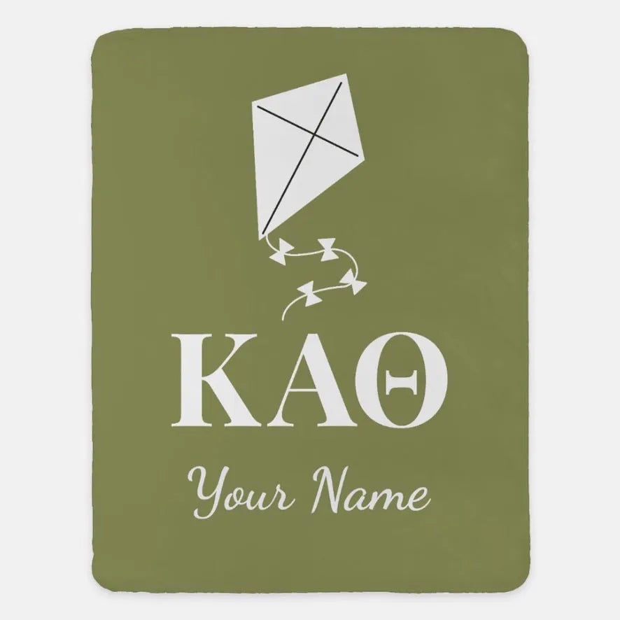 Personalized Kappa Alpha Theta XL 60x80 Sherpa Blanket Green Throw Blankets