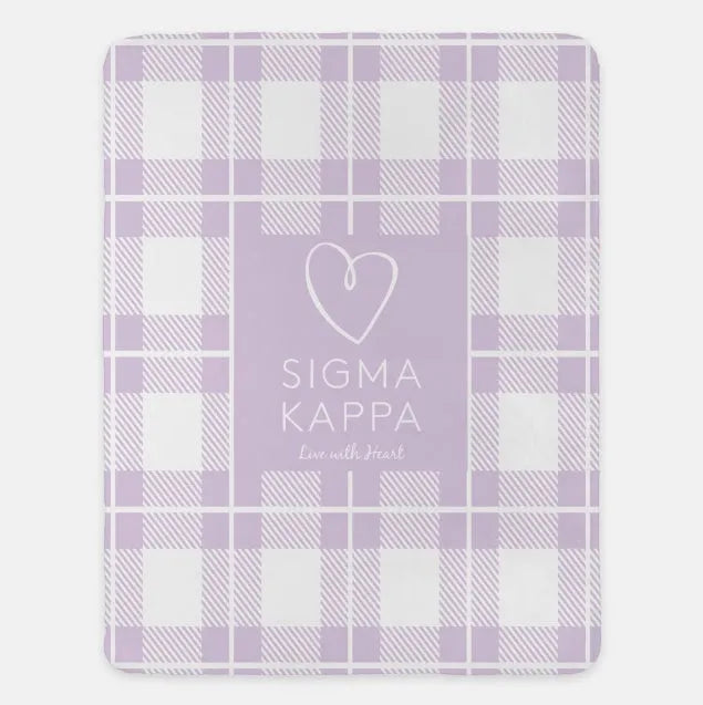 Sigma Kappa XL 60x80 Plaid Sherpa Throw Blanket Lavender Throw Blankets