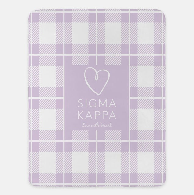 Sigma Kappa XL 60x80 Plaid Sherpa Blanket | Official Sig Kap Merch | Gifts