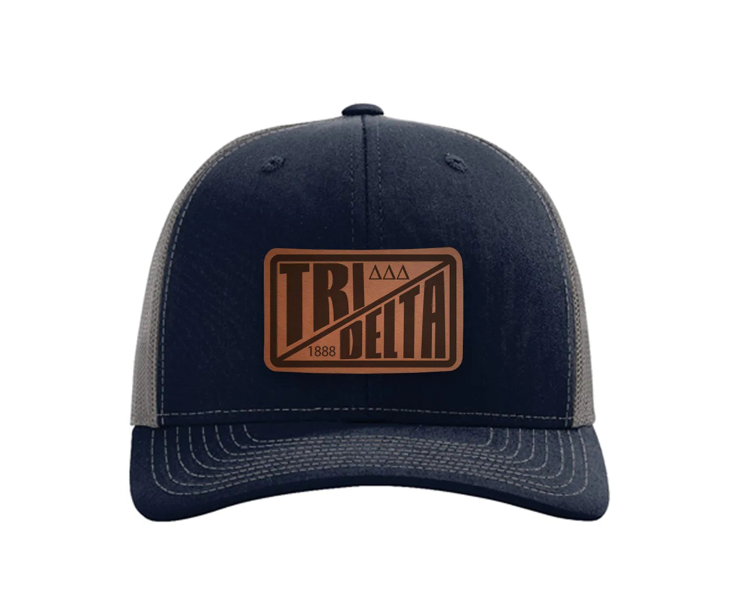 Tri Delta Richardson 112 Leatherette Patch Trucker Hat - Divide Navy Charcoal Trucker Hat