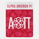 Alpha Omicron Pi XL 60x80 Sherpa Blanket - Rose Pattern Wide Band 