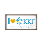 Kappa Kappa Gamma "Heart" - Fleur de Key Framed Wood Sign - 12"x24"