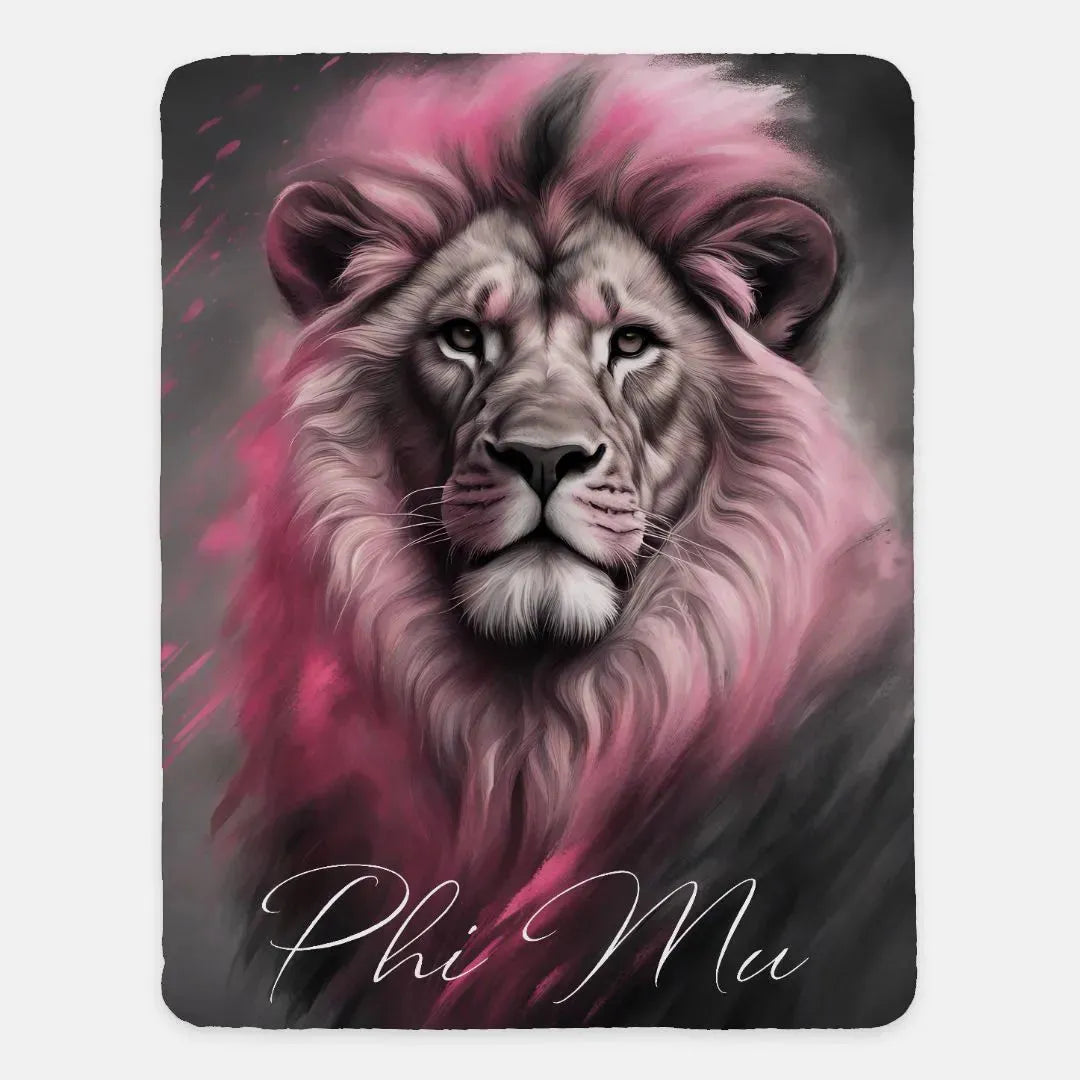 Phi Mu XL 60x80 Sherpa Blanket - Lion Throw Blankets