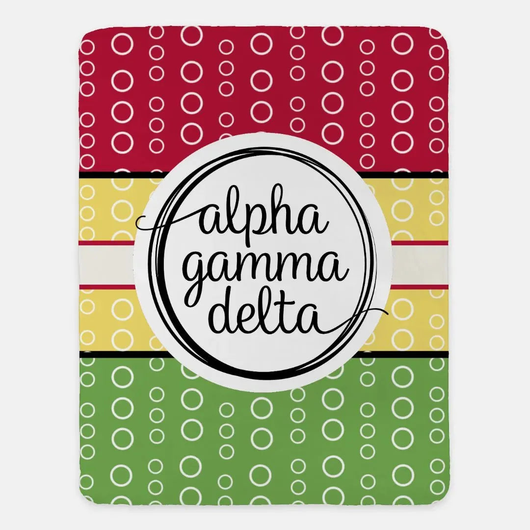 Alpha Gamma Delta XL 60x80 Sherpa Throw Blanket - Color Block Throw Blankets