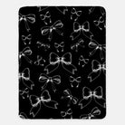 Black Bows XL 60x80 Sherpa Throw Blanket | Black & White Dorm Decor