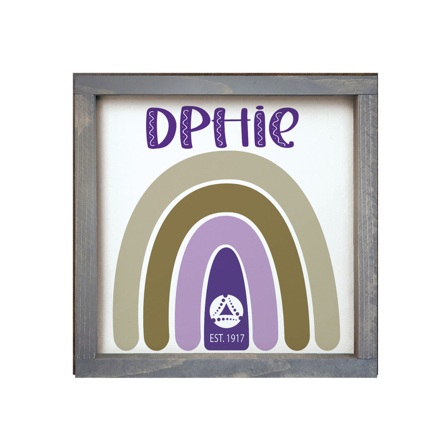 Delta Phi Epsilon 12x12 Wood Framed Sign - Rainbow | DPHIE Gifts