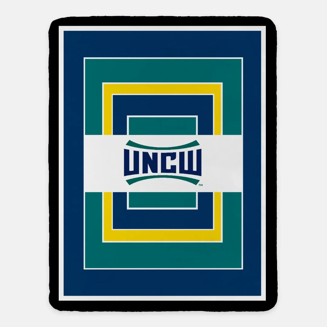 UNCW Sherpa Blanket - Geometric  Layers 60"x80" | Custom Gifts | Official Merchandise | Festive Fit Home