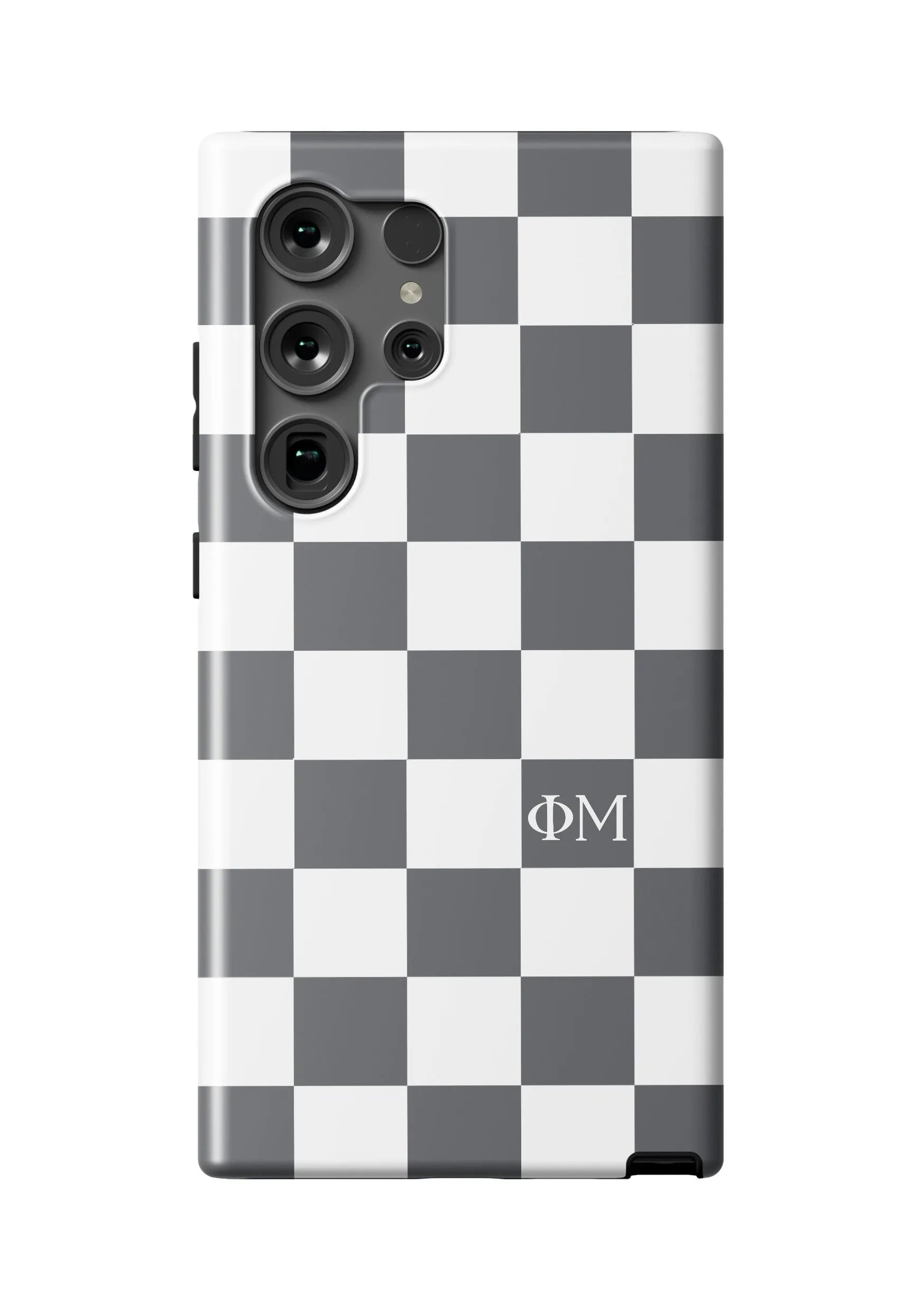 Phi Mu Samsung Galaxy 24, 23 Mobile Phone Case - Charcoal Check Matte Mobile Phone Cases