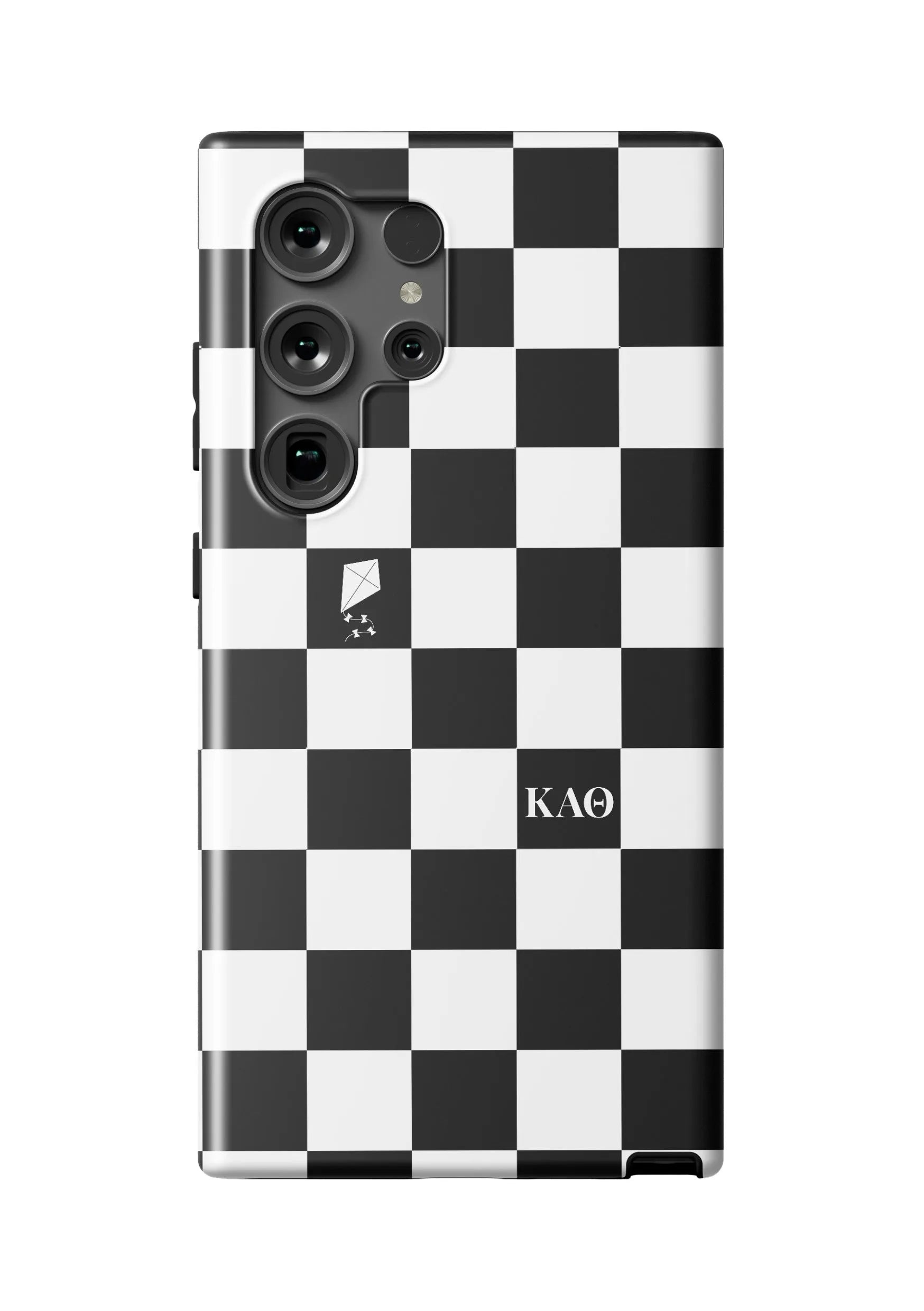 Kappa Alpha Theta Samsung Galaxy 24, 23 Mobile Phone Case - Black Check Matte Mobile Phone Cases