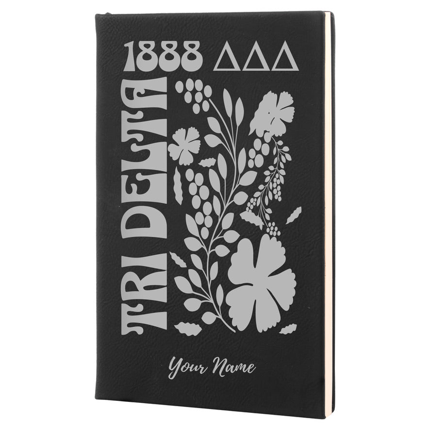 Tri Delta Personalized Leatherette Notebook - Retro Floral