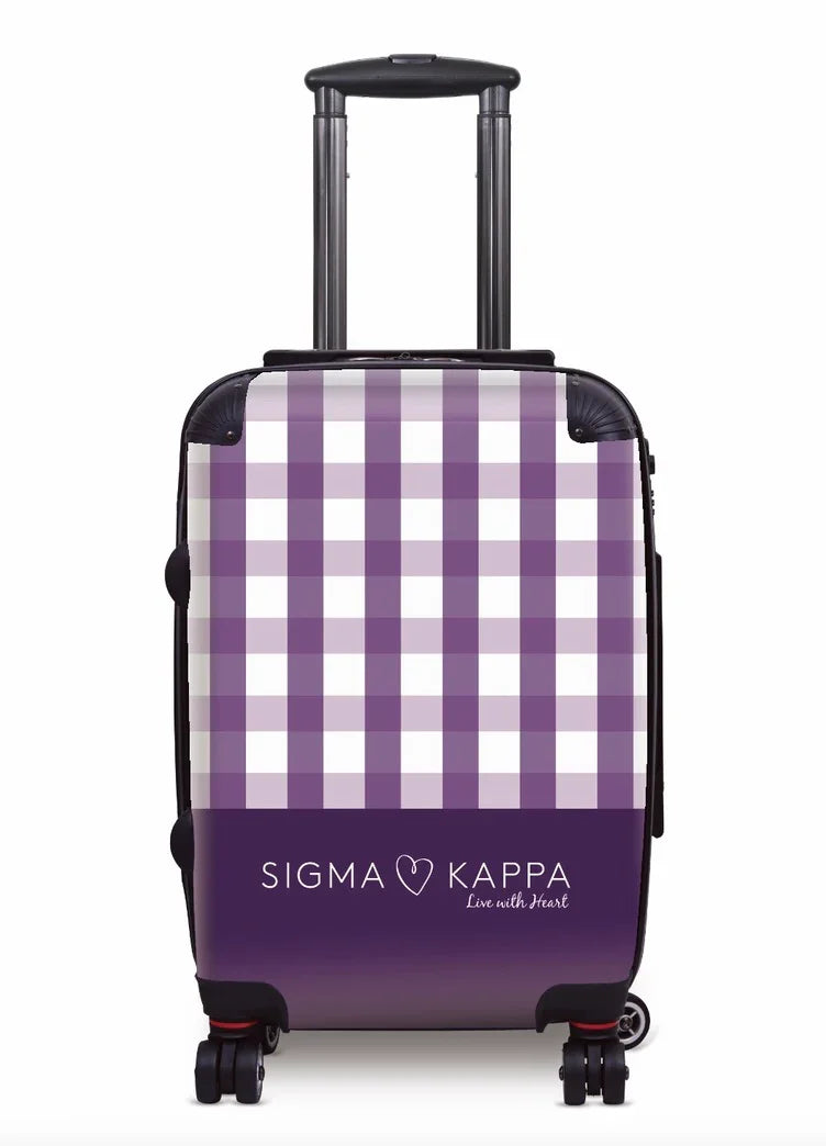 Sigma Kappa Carry-on Luggage - Gingham Purple Suitcases