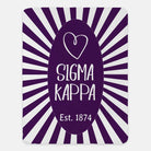 Sigma Kappa Sherpa Blanket XL 60x80 Purple Starburst | Sig Kap Gifts | Festive Fit Home