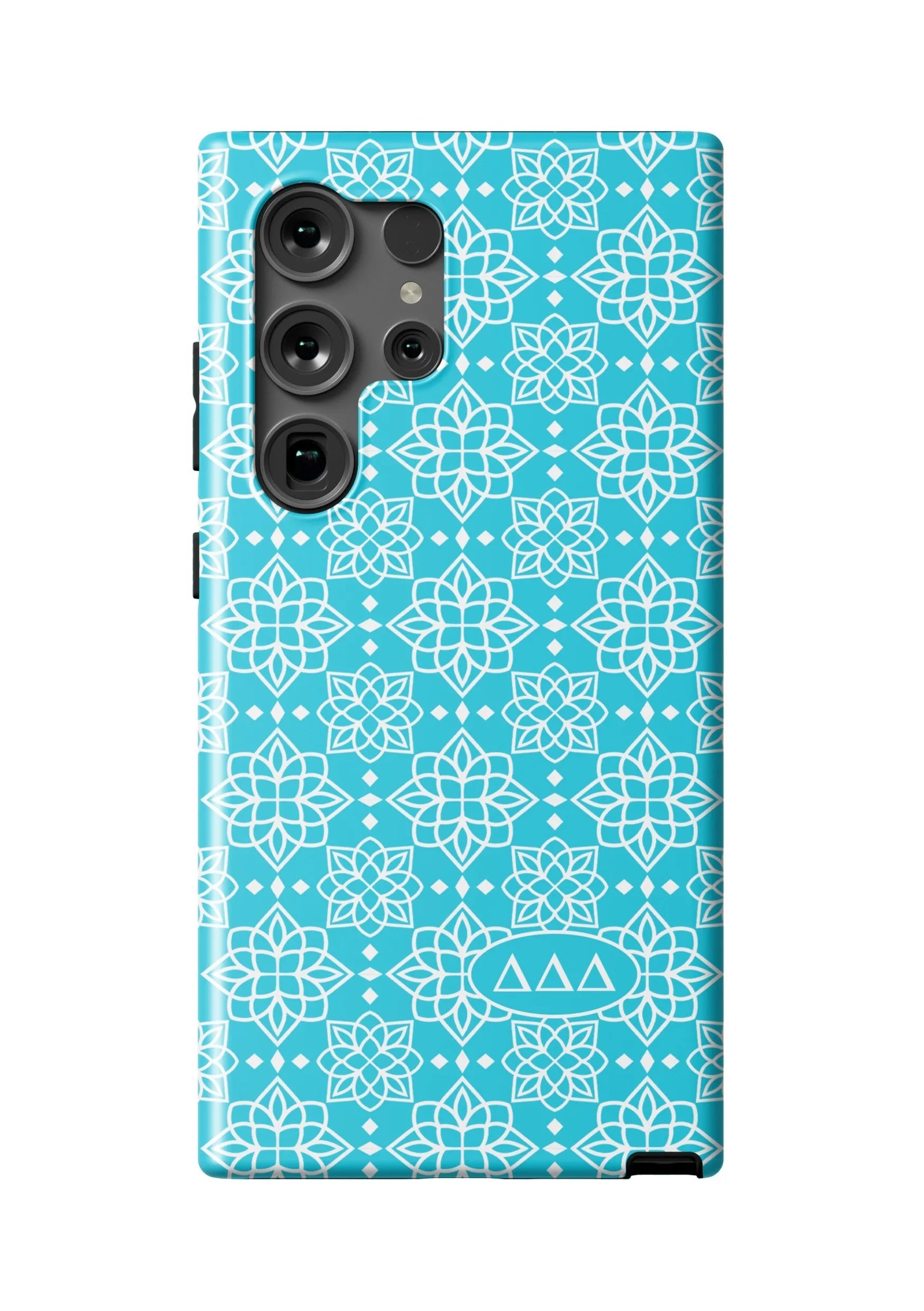 Tri Delta Samsung Galaxy 24, 23 Mobile Phone Case - Bright Blue Ornate Matte Mobile Phone Cases