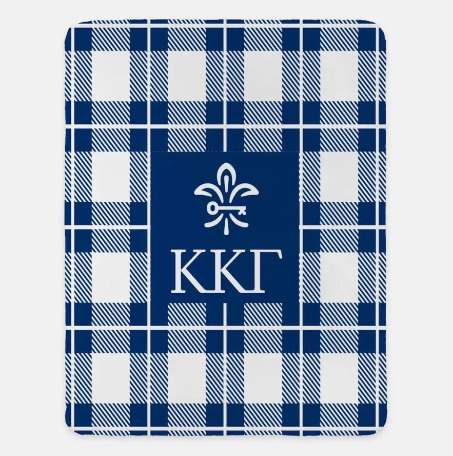 Kappa Kappa Gamma XL 60x80 Plaid Blanket Kappa Blue Throw Blankets