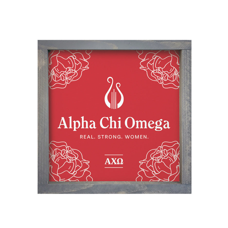 Alpha Chi Omega 12x12 Wood Framed Sign | Custom AXO Wall Art | Gifts