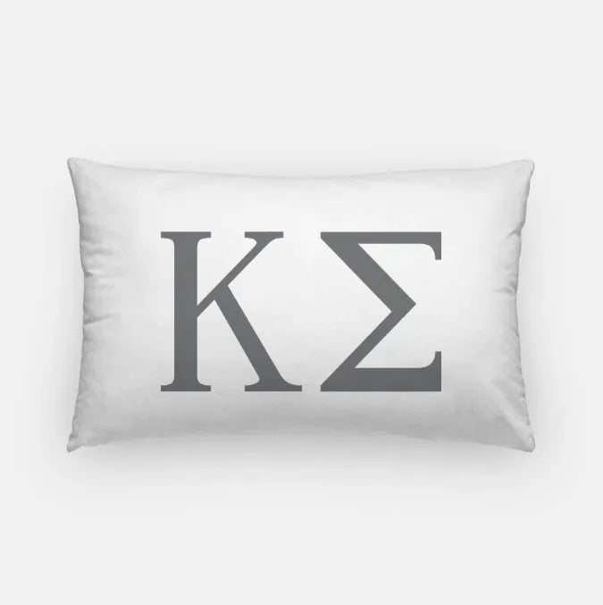 Kappa Sigma Lumbar Pillow Cover - Greek Letters White Dark Gray Pillow Covers