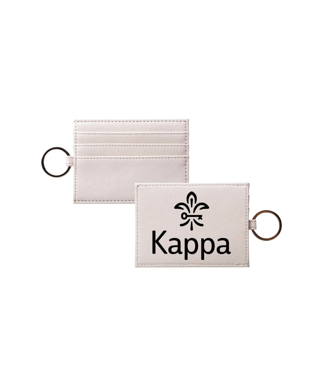 Kappa Vegan Saffiano Leather Keychain Card Holder Black Travel Wallet