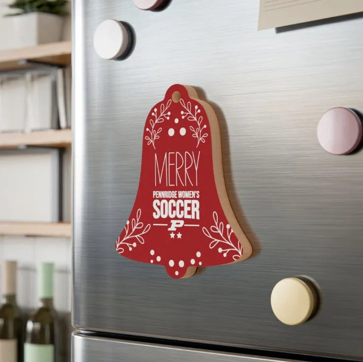 Pennridge Women's Soccer Magnetic Wood Christmas Bell Ornament Holiday Ornaments