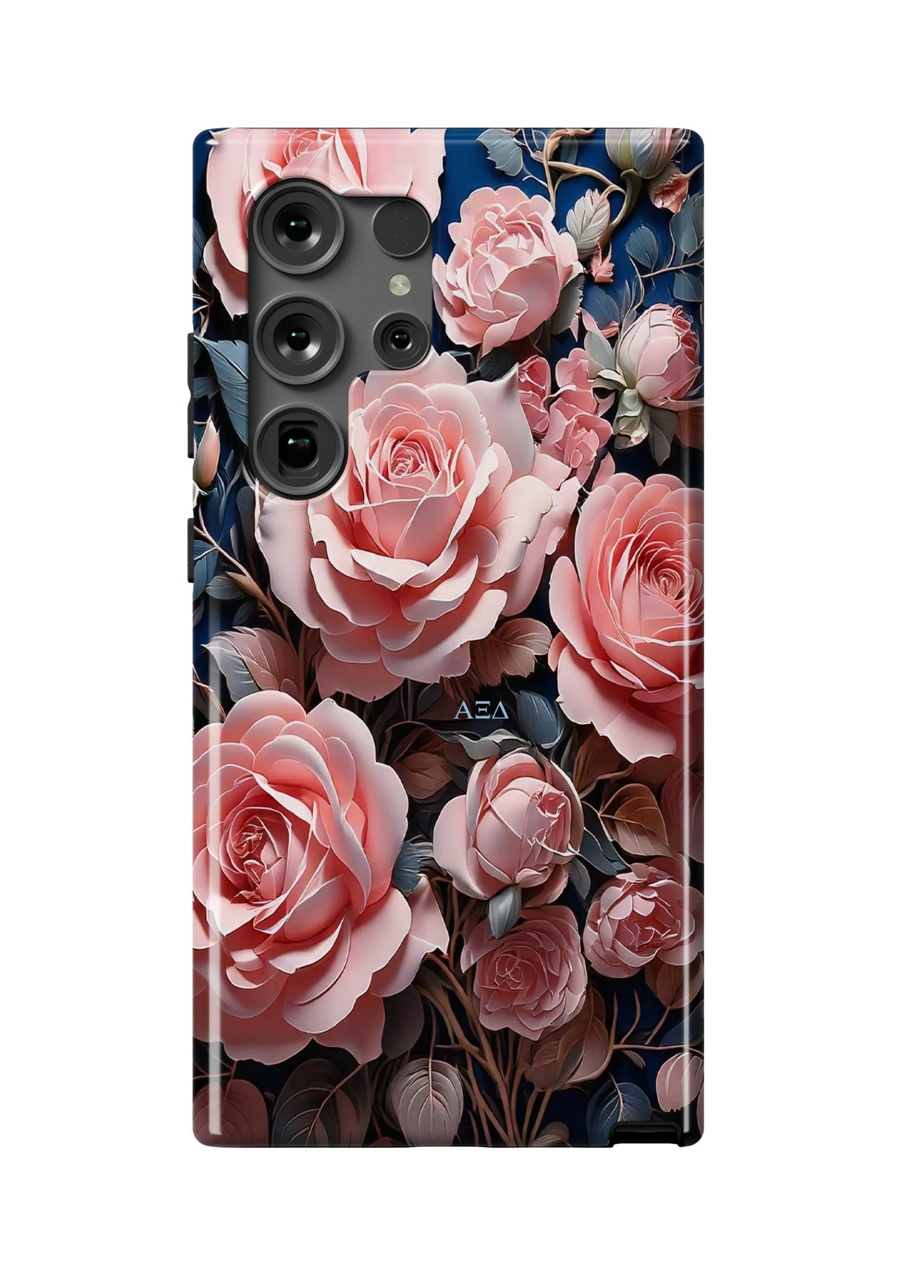 Alpha Xi Delta Samsung Galaxy 24, 23 Mobile Phone Case - Pink Roses Gloss Mobile Phone Cases