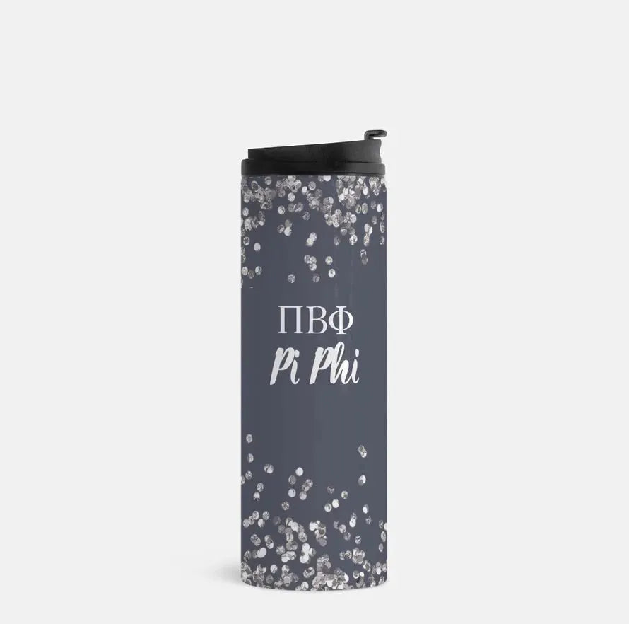 Pi Beta Phi Thermal Tumbler 16 oz. Glitter Gray Drinkware