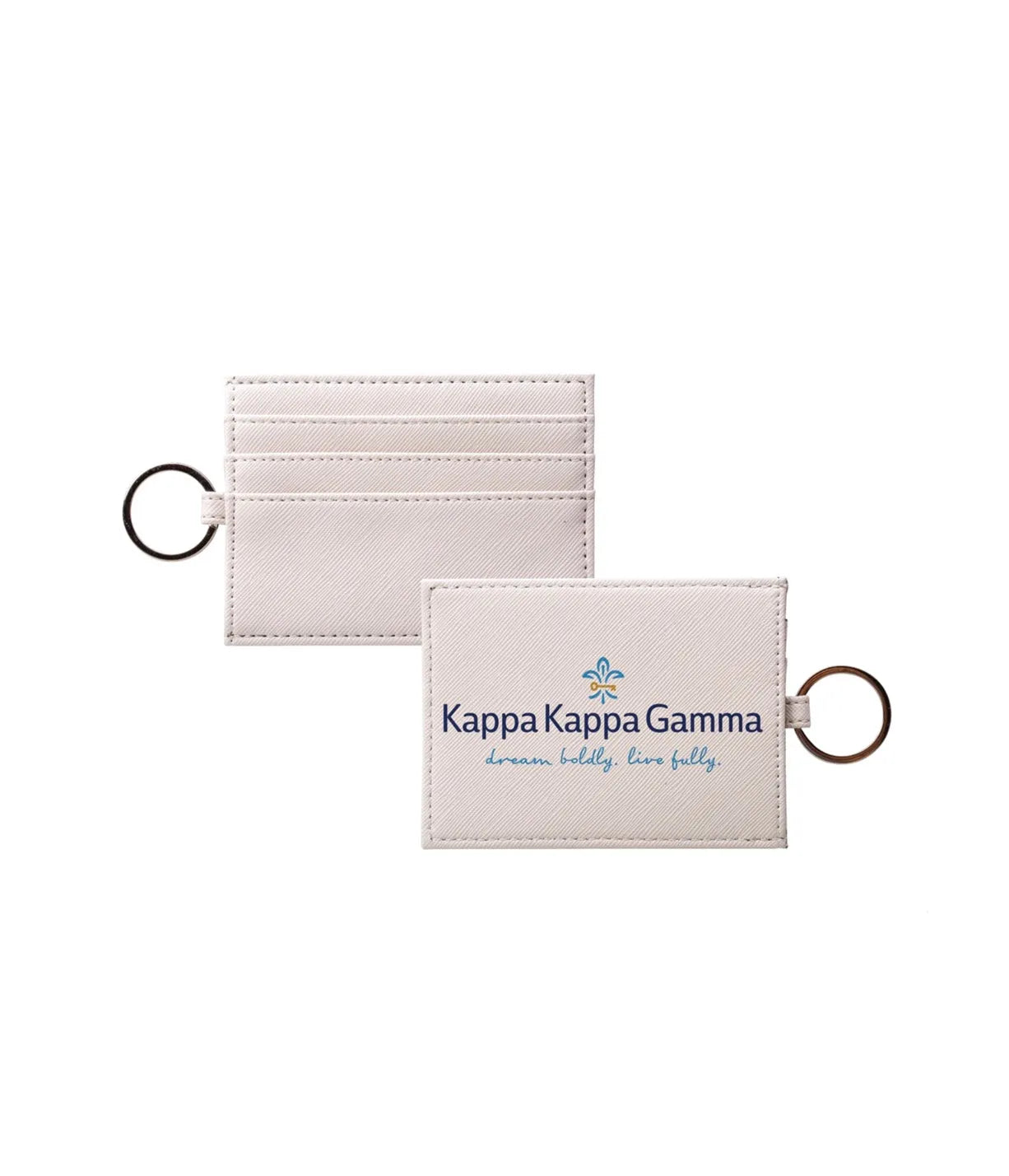 Kappa Vegan Saffiano Leather Keychain Card Holder - Traditional Travel Wallet