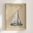 Herreshoff Sailboat US Patent Art Print | Nautical Coastal Dorm Decor