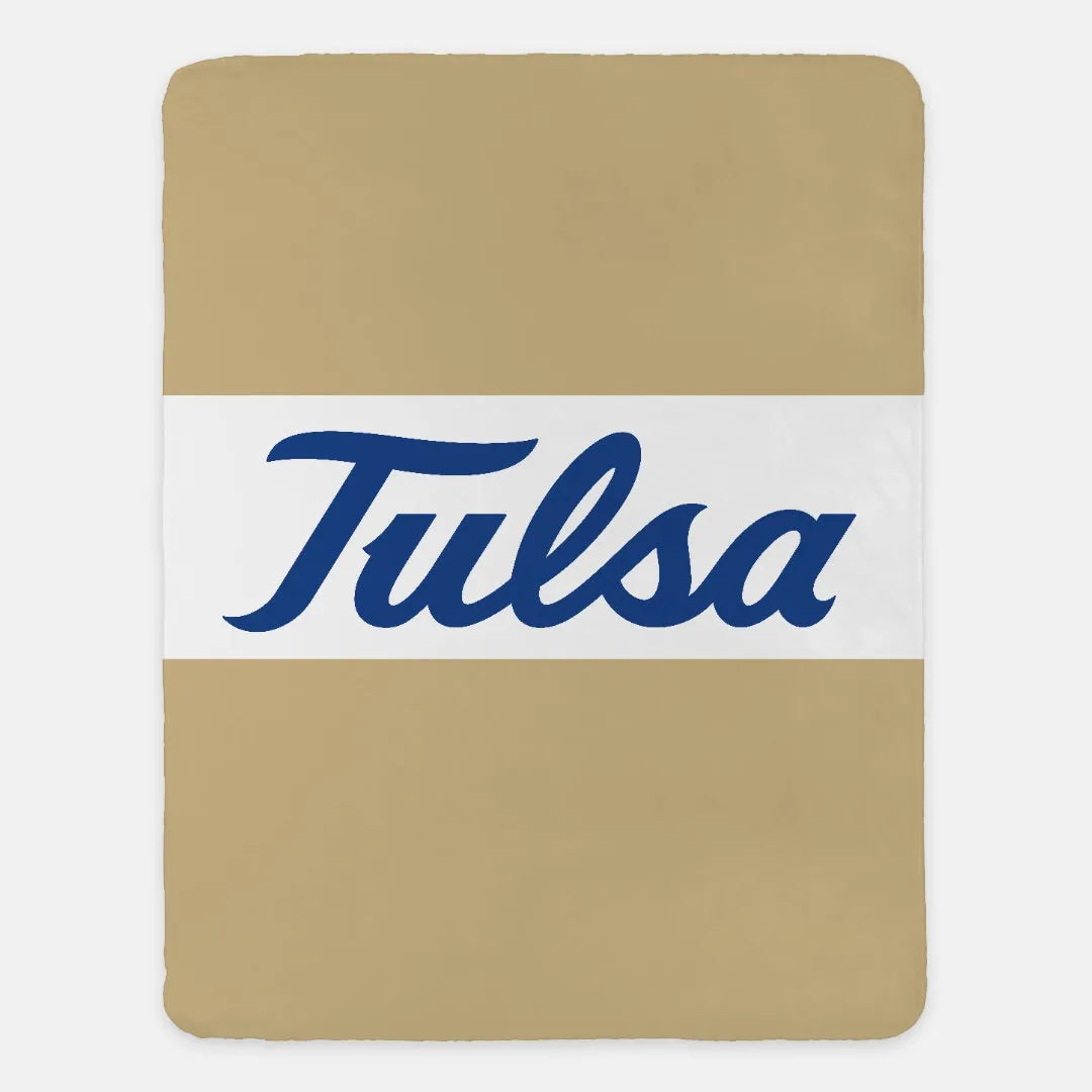 University of Tulsa Sherpa Blanket  Center Band 60"x80" | Custom Gifts | Festive Fit Home