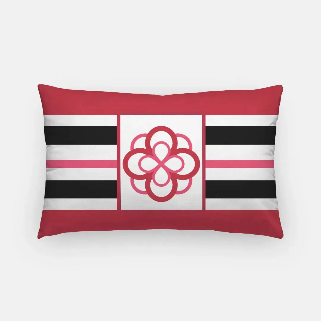 Alpha Omicron Pi Lumbar Throw Pillow Cover - Stripes Infinity Rose Pillow Covers