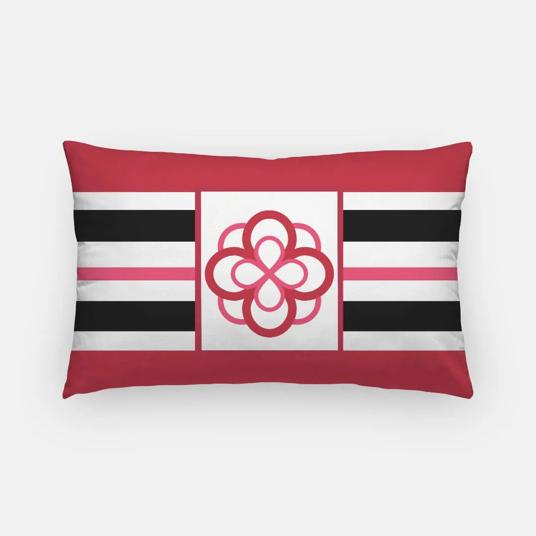 Alpha Omicron Pi Lumbar Pillow Cover - Stripes Infinity Rose | Gifts and Dorm Decor | Festive Fit Home