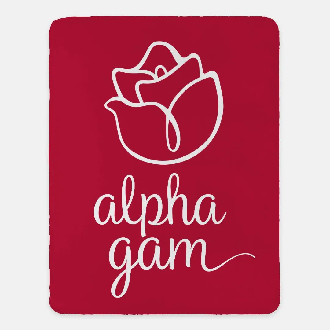 Alpha Gam XL 60x80 Sherpa Blanket - Red Rose | AGD Gifts & Decor