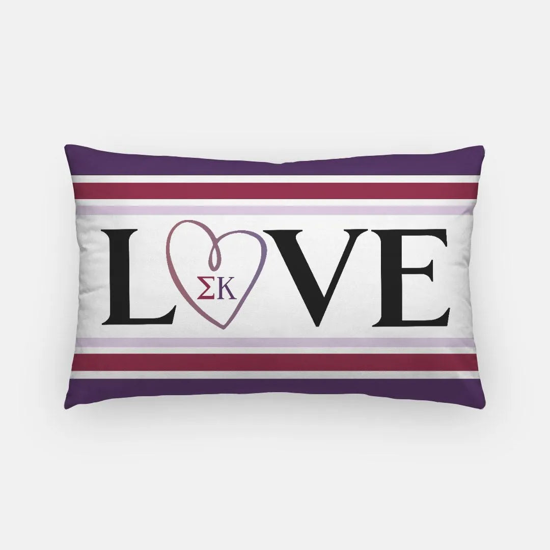 Sigma Kappa " LOVE' Lumbar Pillow Cover | Official Merchandise | Gifts | Festive Fit Home