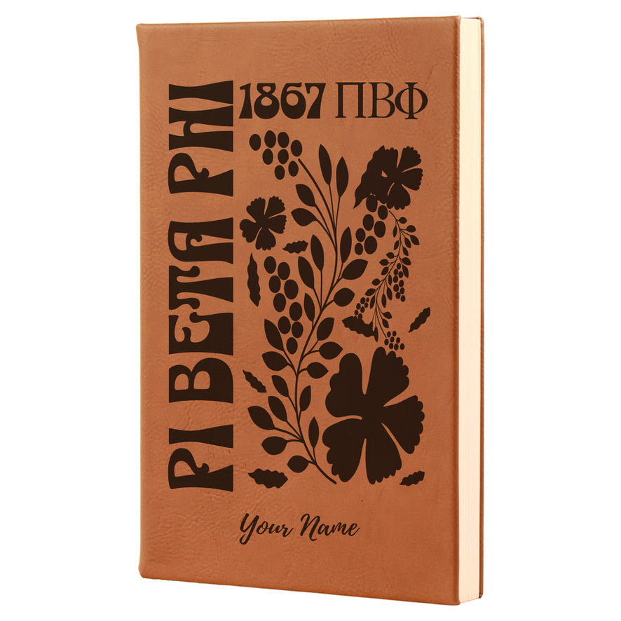 Pi Beta Phi Personalized Leatherette Notebook - Retro Floral | Pi Phi