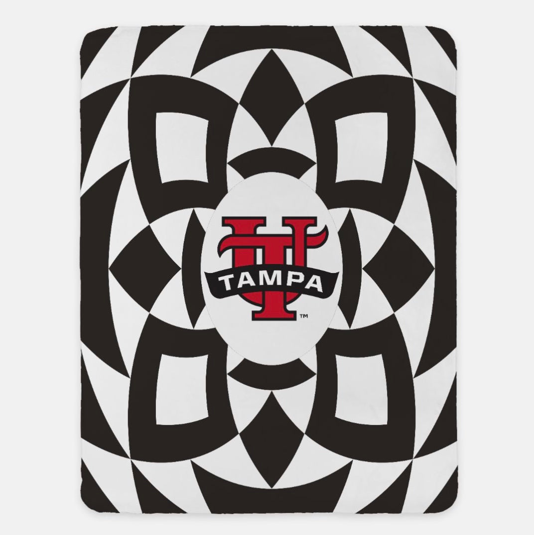 University of Tampa Sherpa Blanket XL 60x80 Black | UTampa Merch | Festive Fi Home