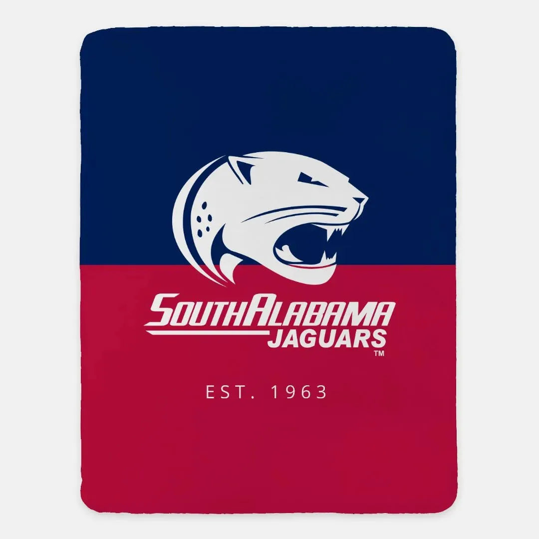 University of South Alabama XL 60x80 Sherpa Blanket - Color Split Throw Blankets