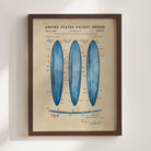 Surfboard US Patent Art Print - Blue | Coastal-Themed Dorm Decor | Campus Greek Fit