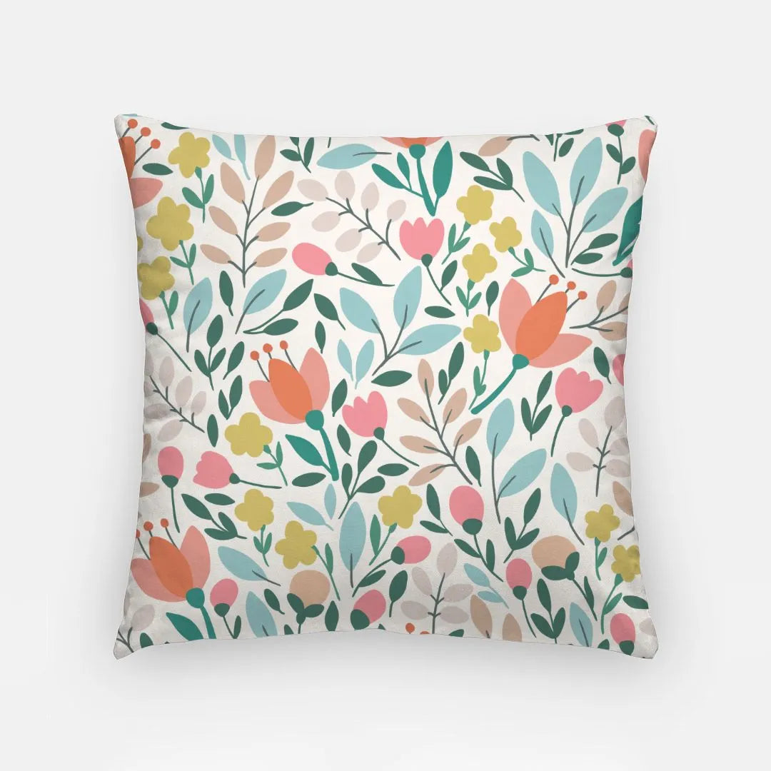 Flat Leaf Floral Monogram Pillow Cover 18" Melon Classic Pillow Covers