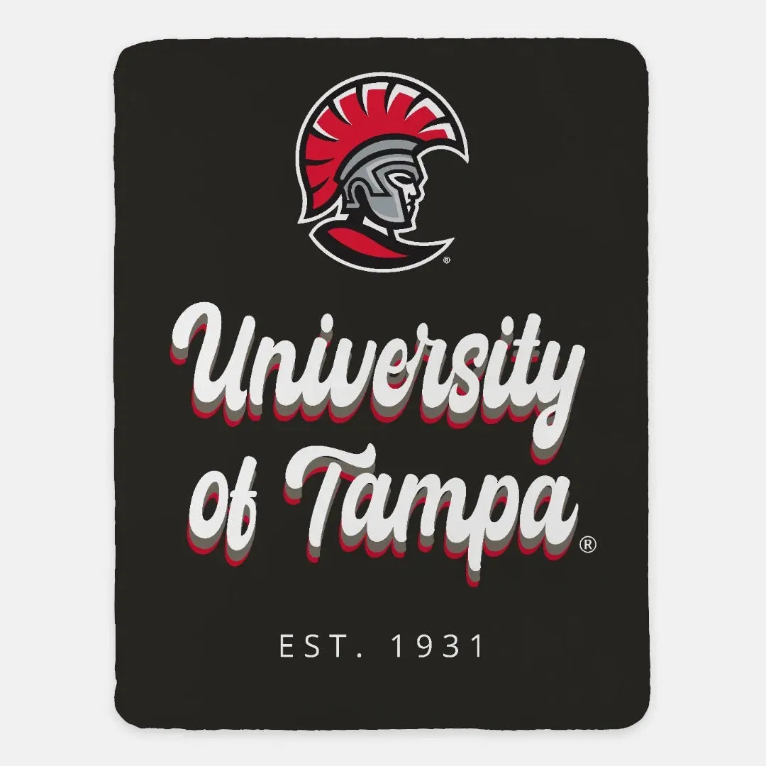 University of Tampa XL 60x80 Sherpa Throw Blanket - Retro Throw Blankets