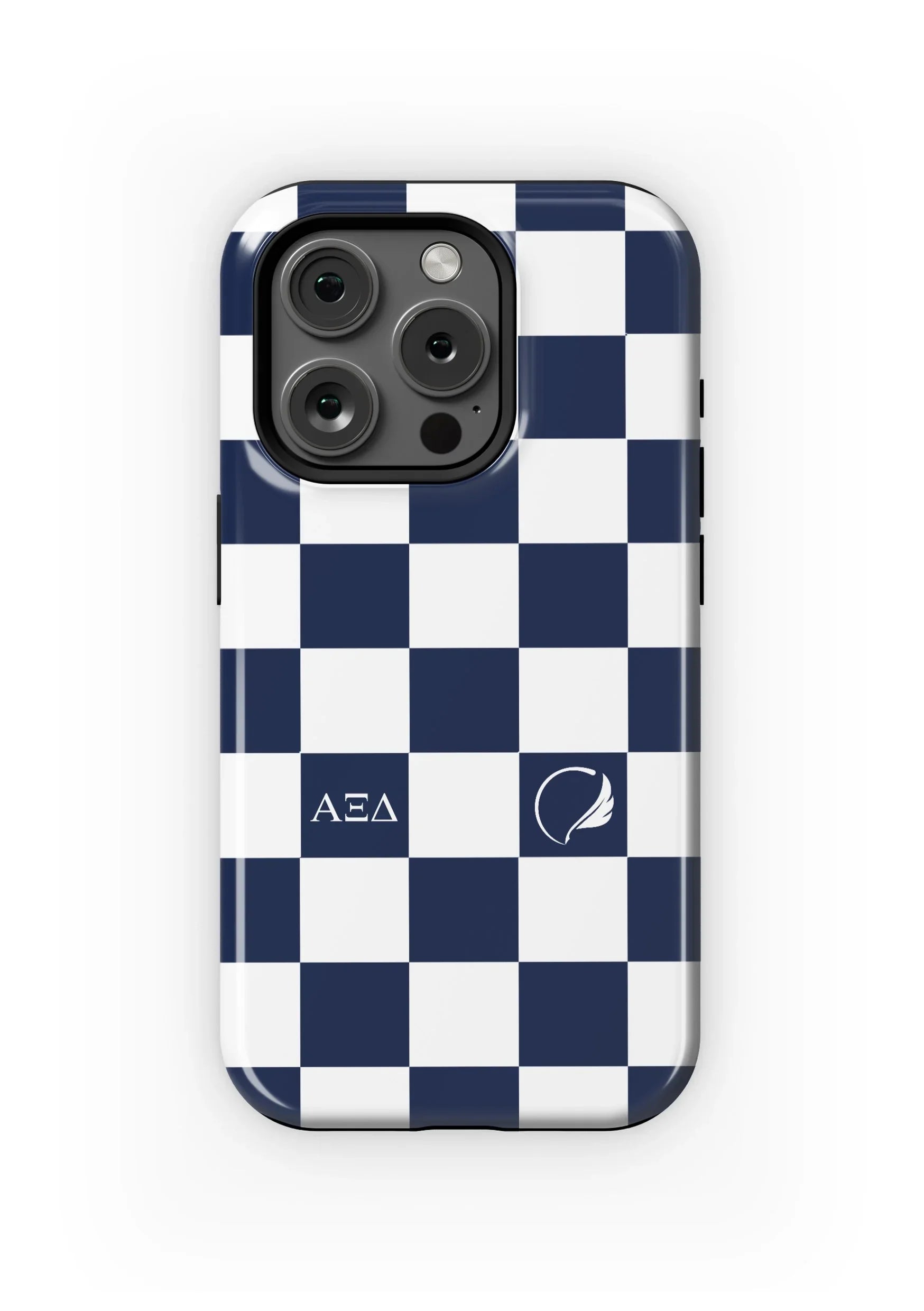 Alpha Xi Delta iPhone 16, 15, 14 Mobile Phone Case - Blue Check | AXiD